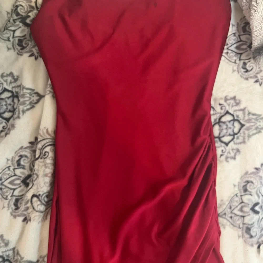 Windsor Red Ruched Slip Dress with Cowl Neck - Picture 3 of 3